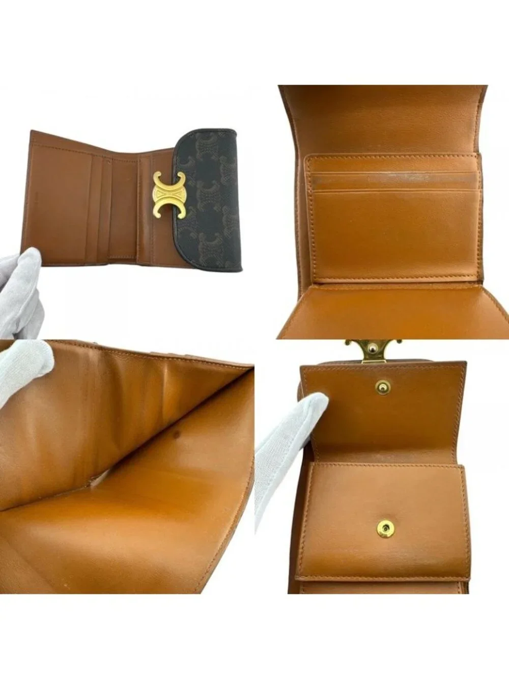 Celine Trifold Wallet Leather Brown - Picture 7 of 8